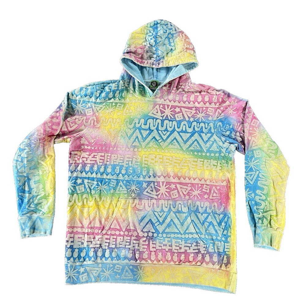 Mowgli Surf AOP Pastel Color Hoodie w/ Tribal Design Sized Large USA Made